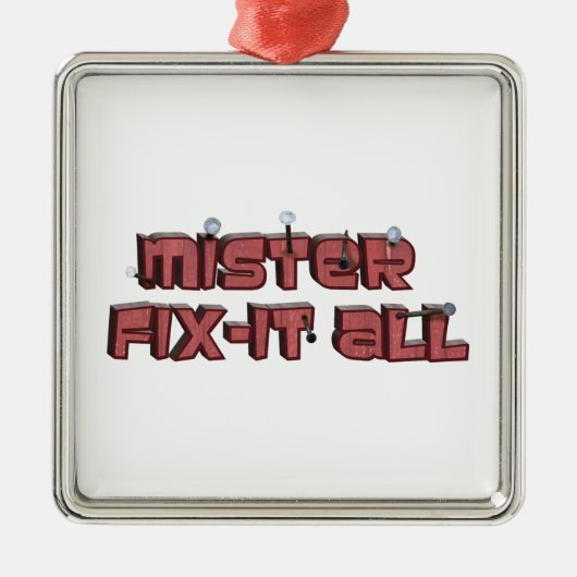 Mister Fix-it-all-Holzosen-Text-Design Silbernes Ornament (Vorne)