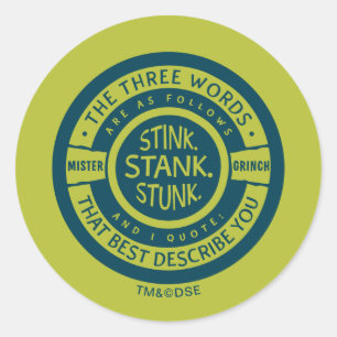 Mister Grinch   Stink Stank Stunk Quote Runder Aufkleber