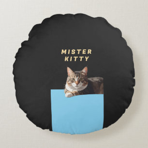 Mister Kitty – Süßes Katzen-Charakter-Design Rundes Kissen