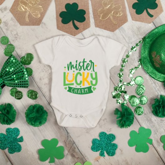 Mister Lucky Charm St Patricks Day Baby Strampler