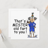 Mister Old Furz Birthday Spaß Karte (Vorderseite/Rückseite Beispiel)