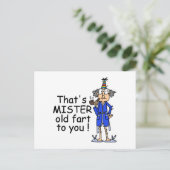 Mister Old Furz Birthday Spaß Postkarte (Stehend Vorderseite)