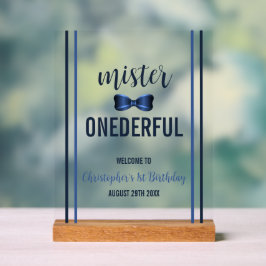 Mister Onederful Bow Krawatte 1. Geburtstag Acrylschild