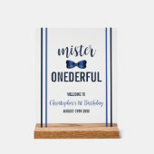 Mister Onederful Bow Krawatte 1. Geburtstag Acrylschild (Vorderseite)
