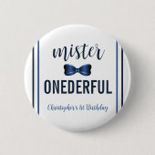 Mister Onederful Bow Krawatte 1. Geburtstag Button (Vorderseite)