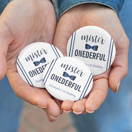 Mister Onederful Bow Krawatte 1. Geburtstag Button