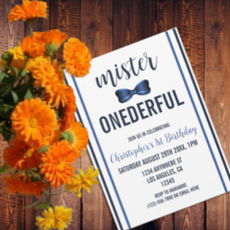 Mister Onederful Bow Krawatte 1. Geburtstag Einladung