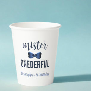 Mister Onederful Bow Krawatte 1. Geburtstag Pappbecher
