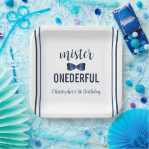 Mister Onederful Bow Krawatte 1. Geburtstag Pappteller
