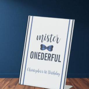 Mister Onederful Bow Krawatte 1. Geburtstag Sockelschild