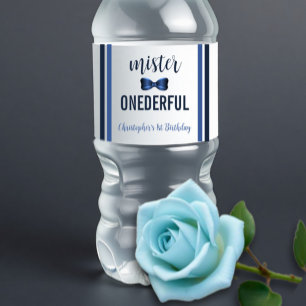 Mister Onederful Bow Krawatte 1. Geburtstag Wasserflaschenetikett
