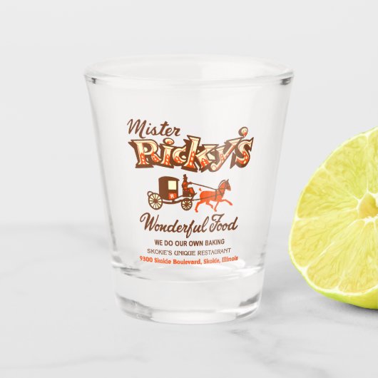 Mister Ricky's Restaurant, Skokie, Illinois Schnapsglas (Vorderseite)