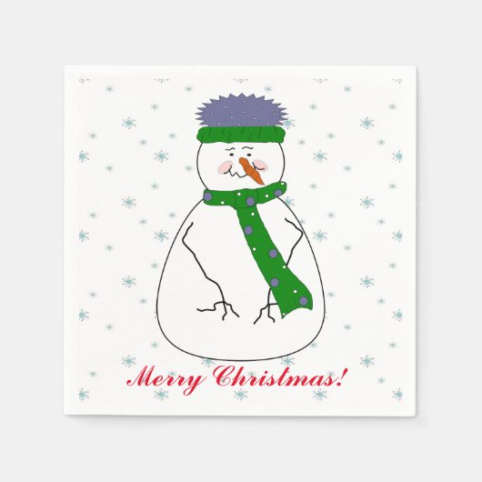Mister Snowman, Snowing, Snow Flakes Whimsistische Serviette (Vorderseite)