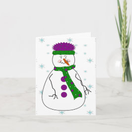 Mister Snowman, Snowing Snow Whimsical Primitive Feiertagskarte