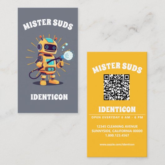 MISTER SUDS WASH with QR code Visitenkarte (Vorne/Hinten)