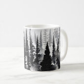 Misti monochrome Pine Forest Wasserfarbe Kunst dru Kaffeetasse (VorderseiteRechts)