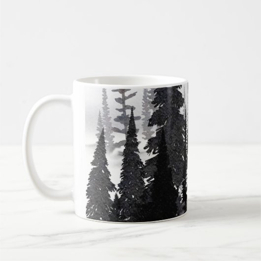 Misti monochrome Pine Forest Wasserfarbe Kunst dru Kaffeetasse (Links)