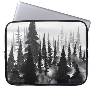 Misti monochrome Pine Forest Wasserfarbe Kunst dru Laptopschutzhülle
