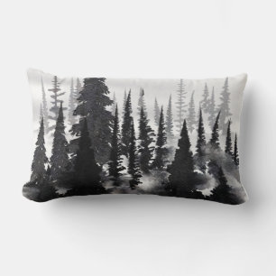 Misti monochrome Pine Forest Wasserfarbe Kunst dru Lendenkissen