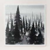 Misti monochrome Pine Forest Wasserfarbe Kunst dru Puzzle (Vertikal)