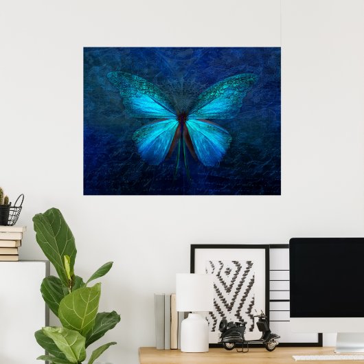 Mistic Blue Butterfly Poster (Heimbüro)