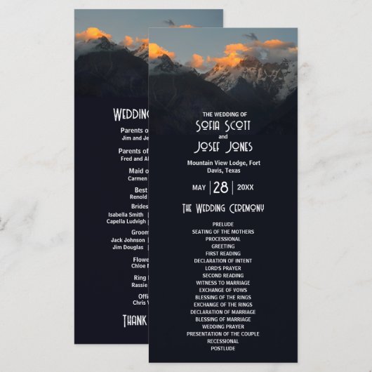 Mistic Mountain Dark Wedding Program (Vorne/Hinten)