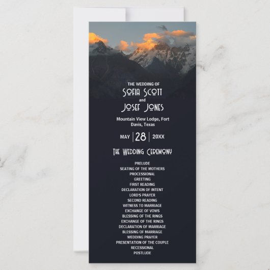 Mistic Mountain Dark Wedding Program (Vorderseite)