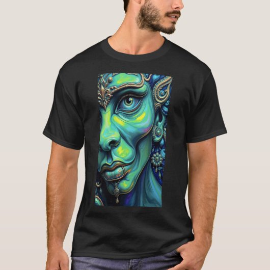 Mistisches Portrait: Fusion von Kunst und Fantasie T-Shirt (Vorderseite)