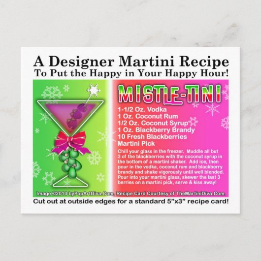 Mistle-Tini Weihnachten Martini Rezept Postkarte (Vorderseite)