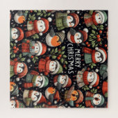 MistletoChristmas niedliche Pinguin Carolers Puzzle (Horizontal)