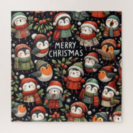 MistletoChristmas niedliche Pinguin Carolers Puzzle