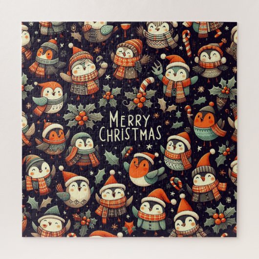 MistletoChristmas Pinguin Carolers mit Trompeten Puzzle (Vertikal)