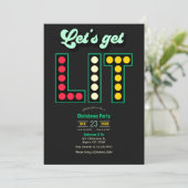 Mistletoe After Dark Get Lit Retro Christmas Party Einladung (Stehend Vorderseite)