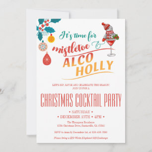 Mistletoe & Alco-Holly Weihnachtscocktail Brunch Einladung