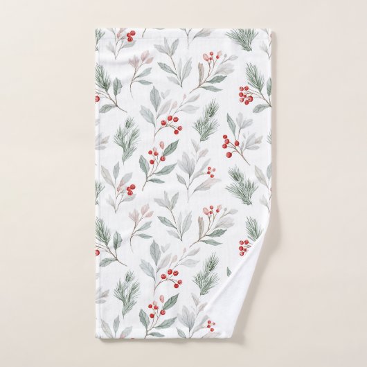 Mistletoe and Holly Berries Pattern Badhandtuch Set (Handtuch)