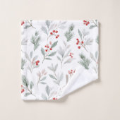 Mistletoe and Holly Berries Pattern Badhandtuch Set (Waschlappen)