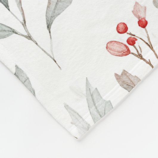 Mistletoe and Holly Berries Pattern Fleecedecke (Ecke)