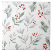 Mistletoe and Holly Berries Pattern Fliese (Vorderseite)