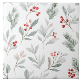 Mistletoe and Holly Berries Pattern Fliese