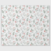 Mistletoe and Holly Berries Pattern Geschenkpapier (Flach)