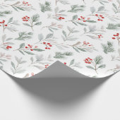 Mistletoe and Holly Berries Pattern Geschenkpapier (Ecke)