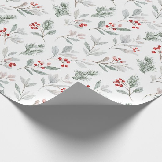 Mistletoe and Holly Berries Pattern Geschenkpapier (Ecke)