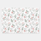 Mistletoe and Holly Berries Pattern Geschenkpapier Set (Vorderseite 3)