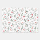 Mistletoe and Holly Berries Pattern Geschenkpapier Set (Vorderseite 2)
