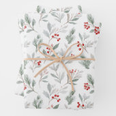 Mistletoe and Holly Berries Pattern Geschenkpapier Set (Beispiel)