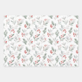 Mistletoe and Holly Berries Pattern Geschenkpapier Set (Vorderseite)