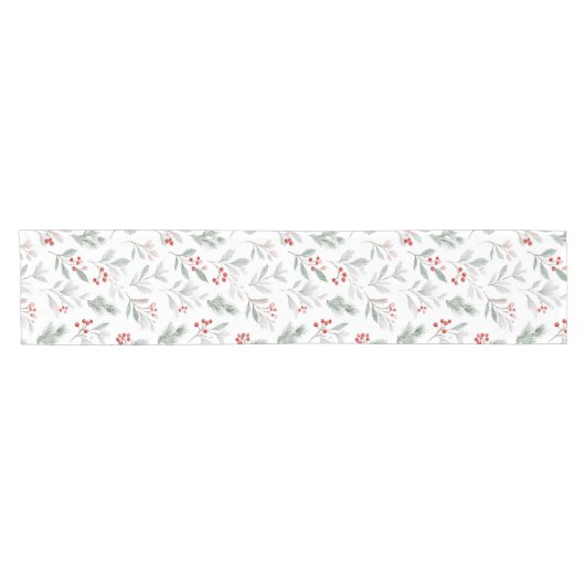 Mistletoe and Holly Berries Pattern Kurzer Tischläufer (Horizontal)