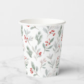 Mistletoe and Holly Berries Pattern Pappbecher (Rückseite)