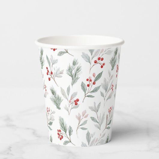 Mistletoe and Holly Berries Pattern Pappbecher (Rückseite)