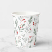 Mistletoe and Holly Berries Pattern Pappbecher (Links)